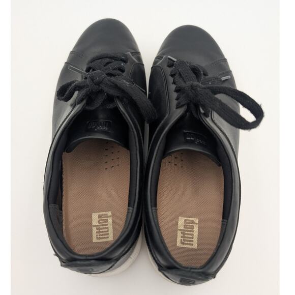 Fit Flop Rally Leather Sneaker Shoes Women's X22-001 Black/White Size US8 EU39 - Picture 5 of 13